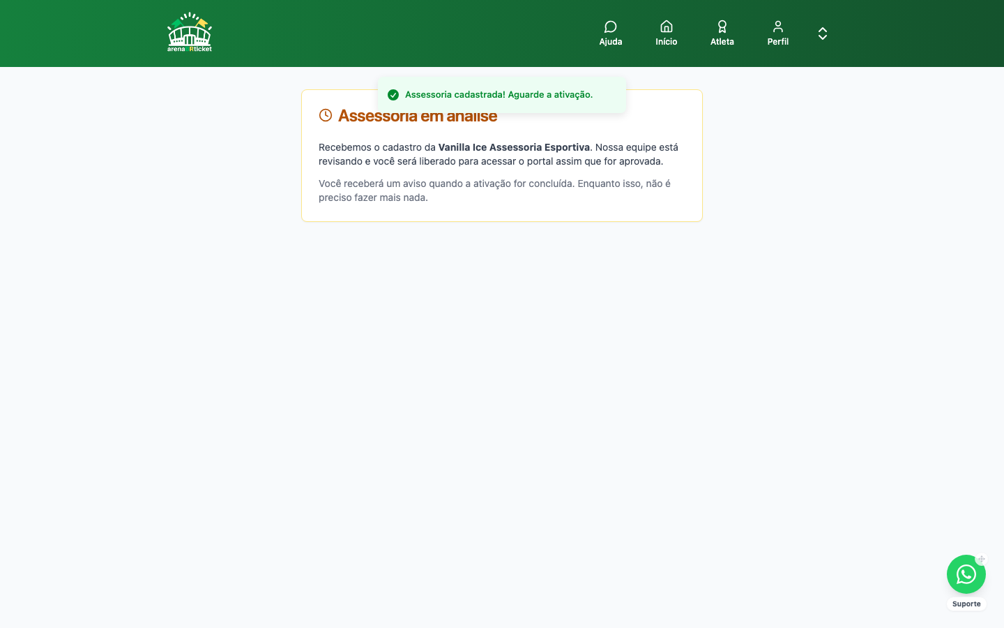 Tela Assessoria em análise